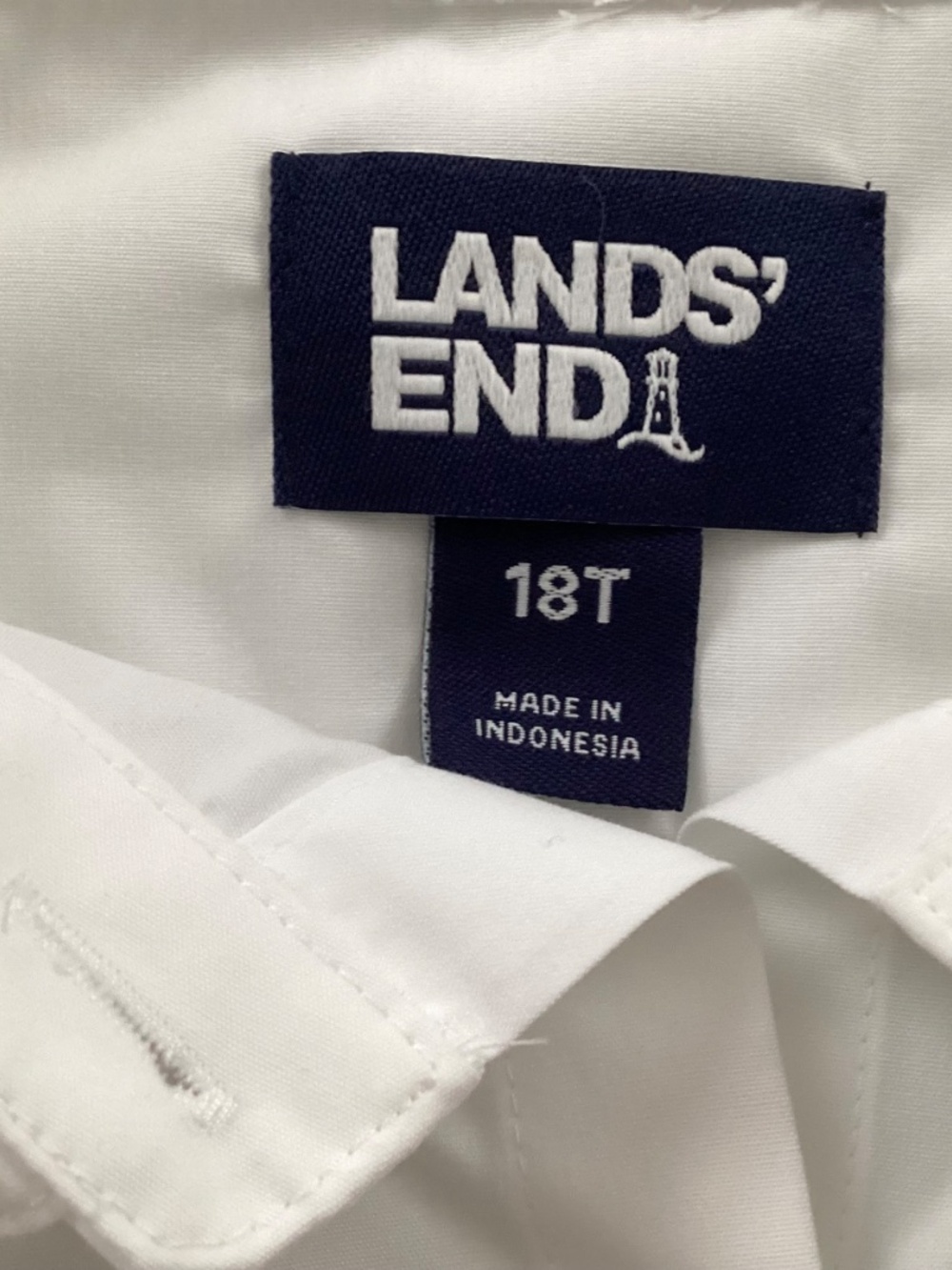 LANDS END Women’s Wrinkle Free Cotton Blend 3/4 Sleeve Shirt White Size 18T - Picture 4 of 8